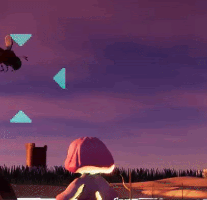 [Visual changes to grapple reticles with distance.]